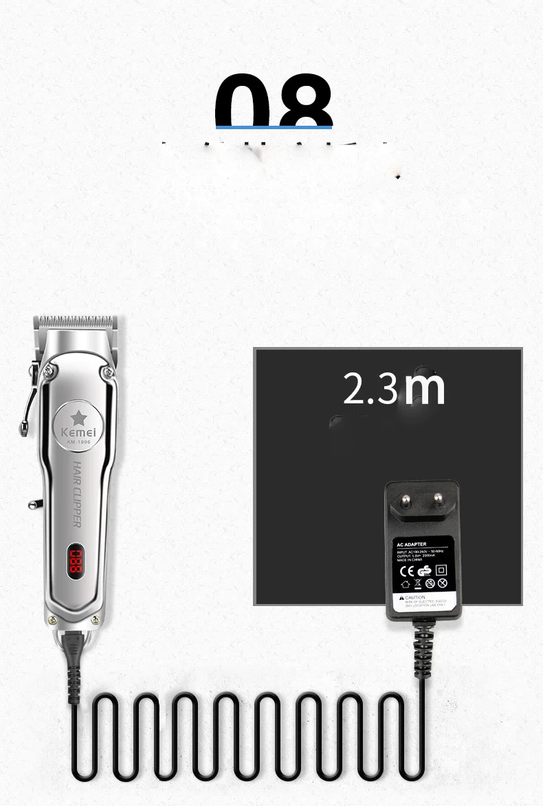 Kemei KM-1997, полностью Металлическая профессиональная машинка для стрижки волос, электрический беспроводной триммер для волос для мужчин, машинка для стрижки волос, Парикмахерская
