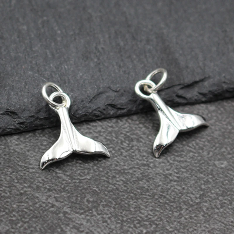 Real 925 Sterling Silver Small Pendant Charms Animal Whale Fish Tail Charm Mermaid Tails Bead Pendant For DIY Bracelet Necklace