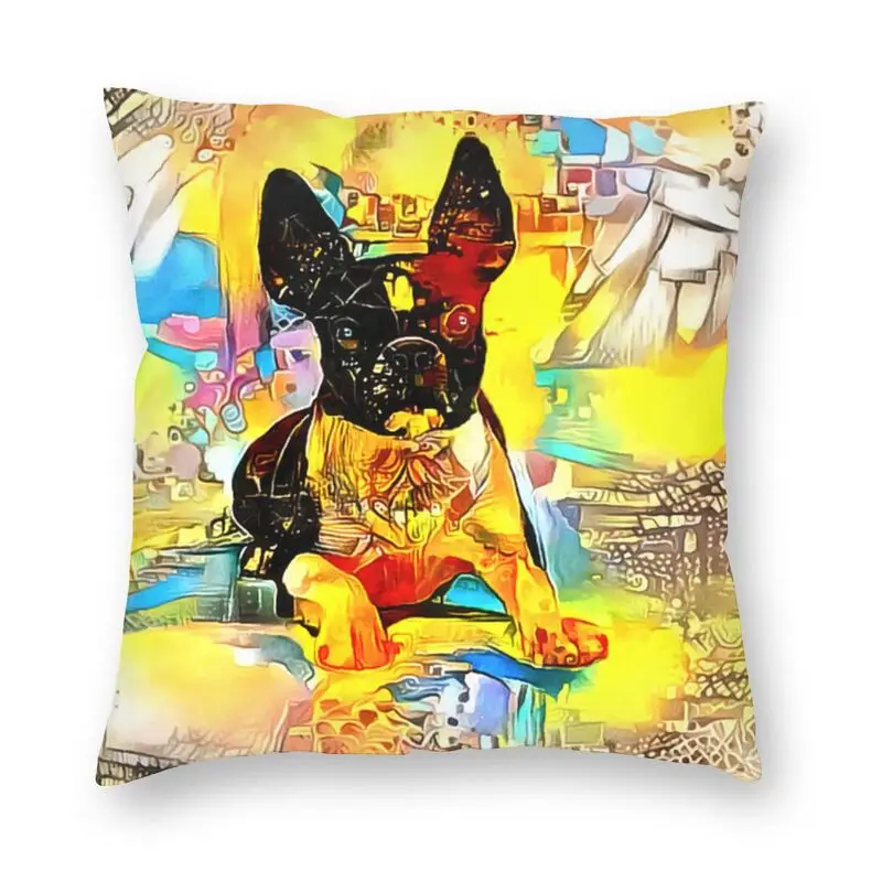 Бостон-терьер собака влюбленные подушка чехол Декор для дома акварель яркие