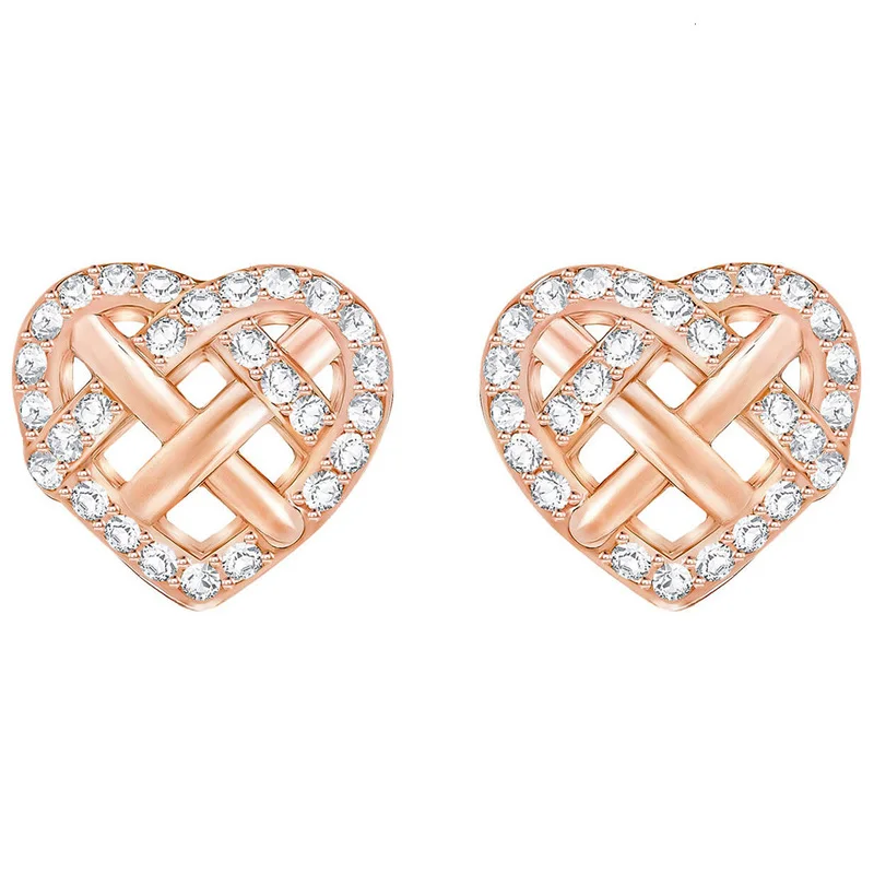 

SWA 1:1 Fashion Jewelry New ENGAGED HEART Set Women's LOVE Delicate and Fascinating Pink Crystals Send Girlfriend Birthday Gifts