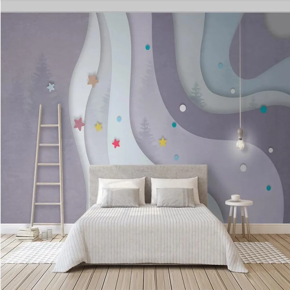 

Milofi custom large wallpaper mural 3D modern abstract geometric curve gradient living room bedroom background wallpaper mural
