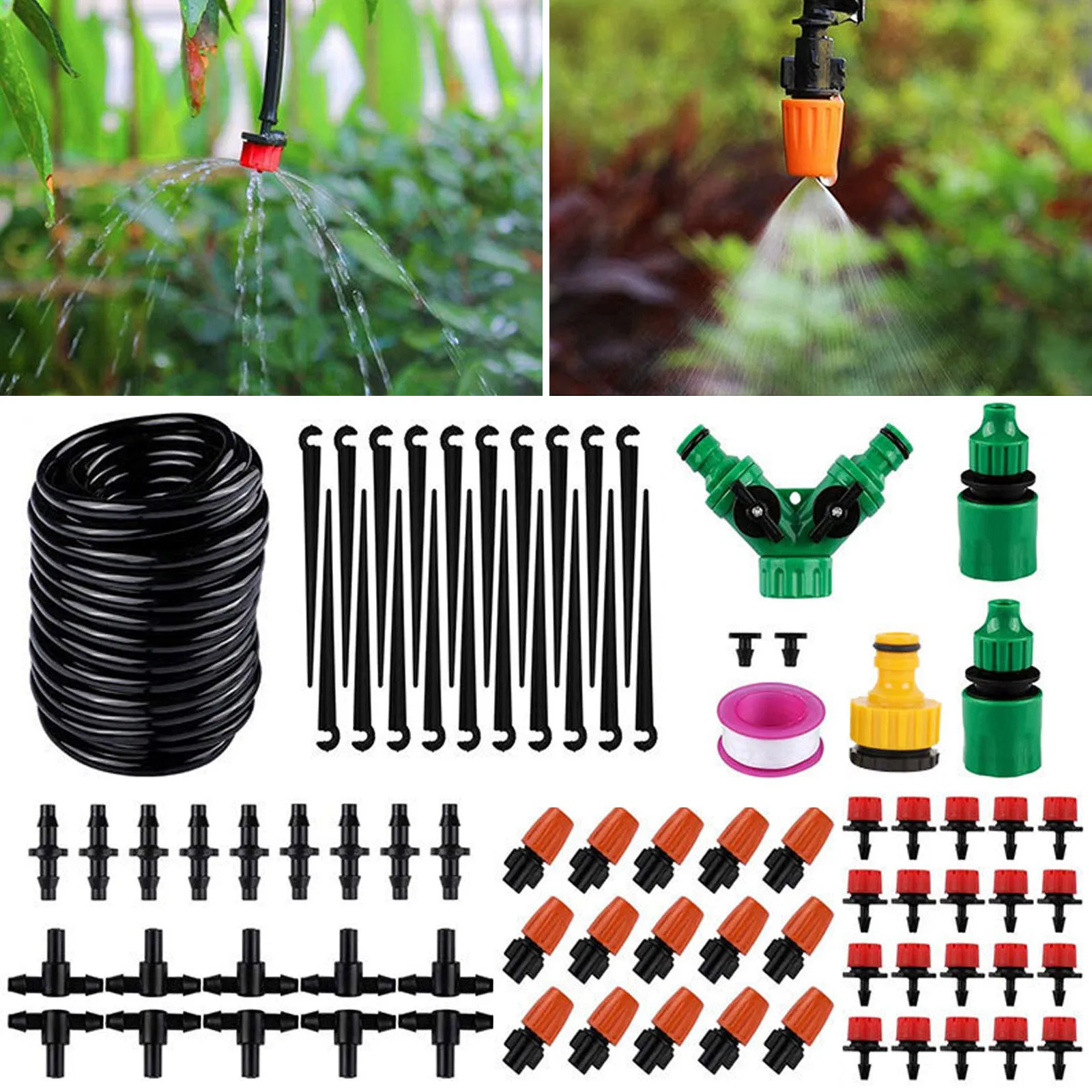 

Behogar 30M DIY Drip Irrigation System Automatic Watering Hose Micro Drip Watering with Sprayer Adjustable Drippers for Garden