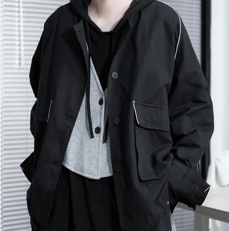 

HOT / Spring New Women Fashion Personalized custom large size White side contrast round neck short coat/S--6XL