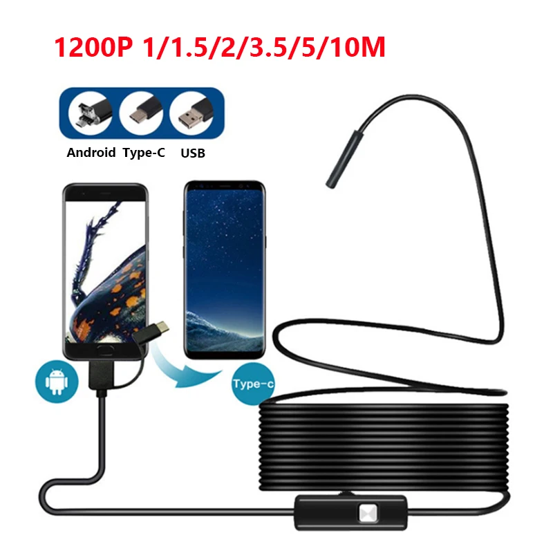 1200P 2 м эндоскоп камера 8 мм объектив Hardwire Softwire кабель водонепроницаемый осмотр