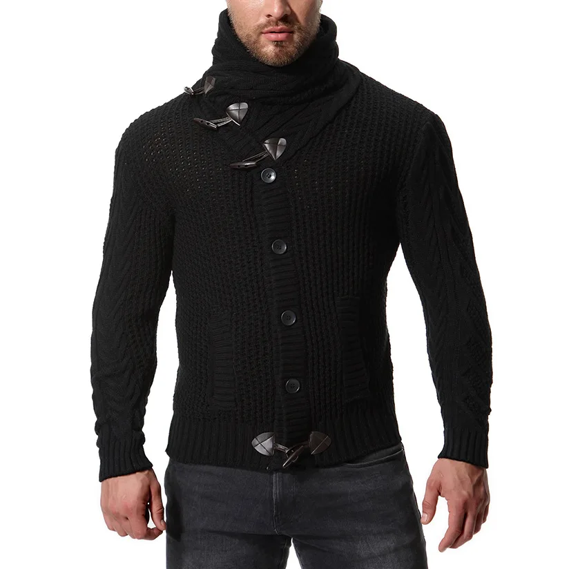 Мужской облегающий джемпер трикотажный теплый зимний мужской свитер на молнии в