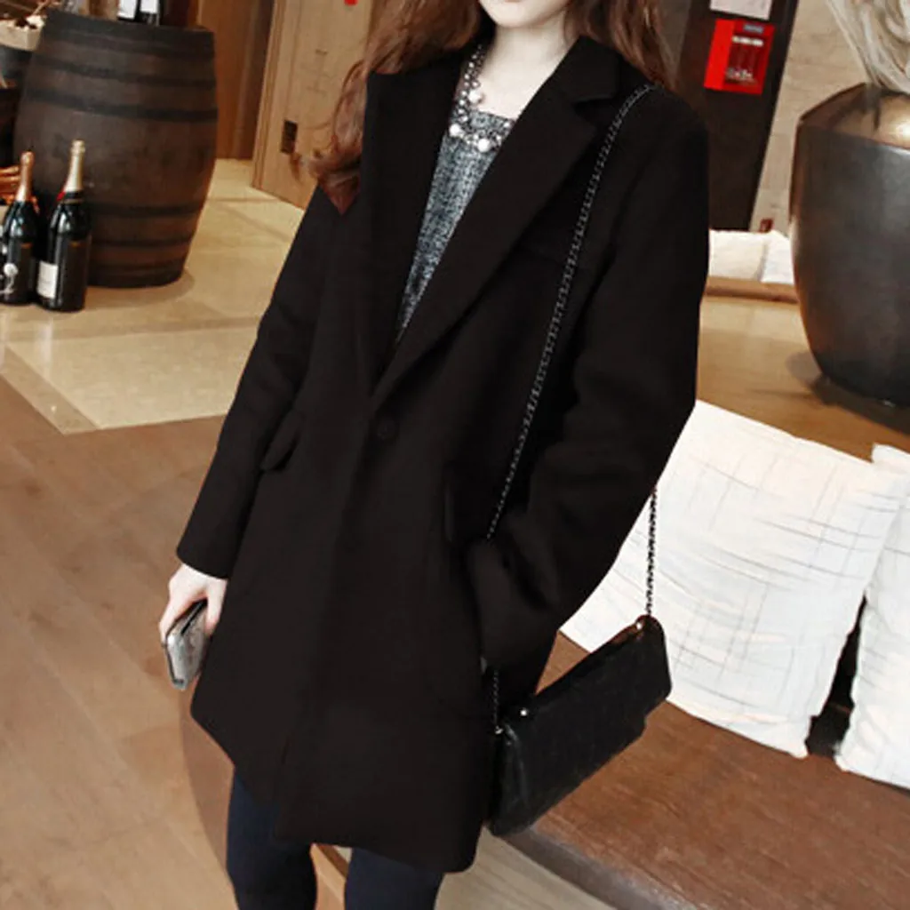 SAGACE женское Шерстяное теплое длинное пальто большого размера облегающее