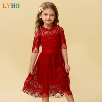 2021 lace princess dress summer toddler girls dresses baby girl clothing kids outfit causal long sleeve printed evening skirt