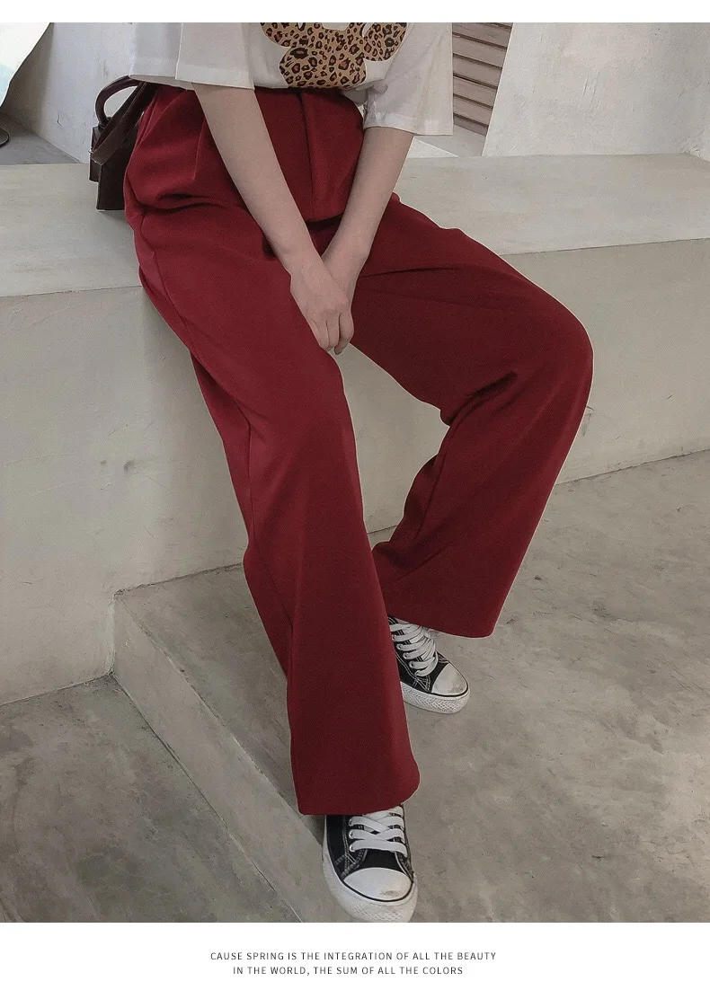 

J1516 -Summer trendy one button skinny pants wide leg pants