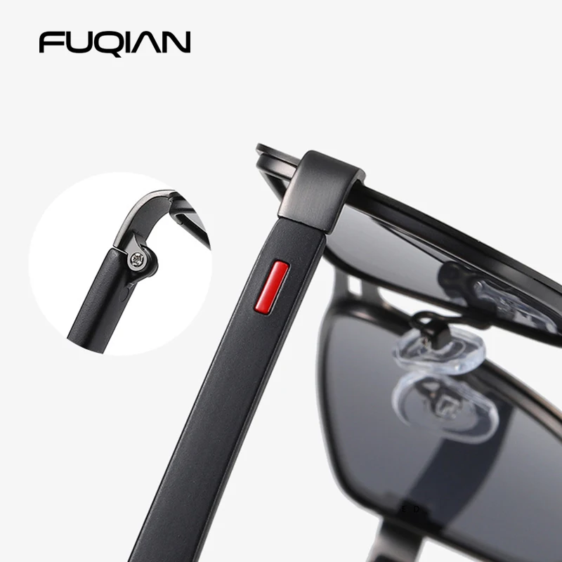 FUQIAN Роскошные поляризованные солнцезащитные очки для мужчин 2020 прямоугольная