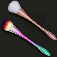 1pcs nail brushes cleaning gold rainbow aluminum handle remove dust brush cleaning spill dust powder art brushes tools 19x4 5cm