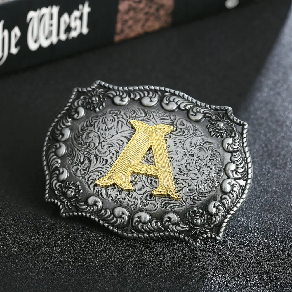 Western Cowboy Zinc Alloy Letter A to Z Head Belt Buckle Birthday Gift