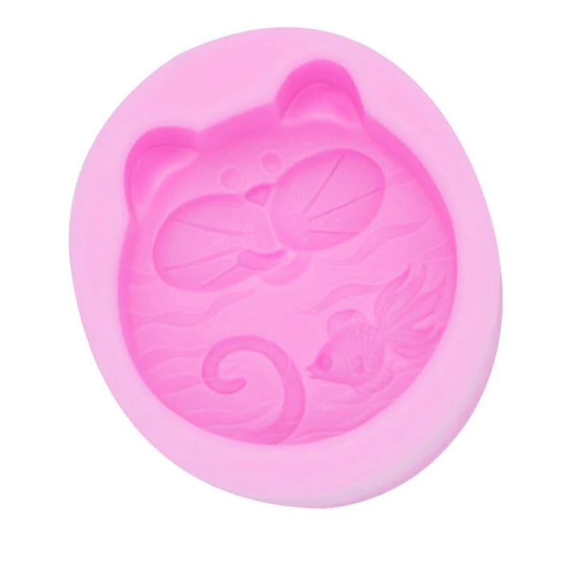 Hot Sale Diy Sugar Craft Cake Goldfish Cartoon Cat Silicone Mold Fondant Chocolate Handmade Soap Mould Decorating Tool | Дом и сад