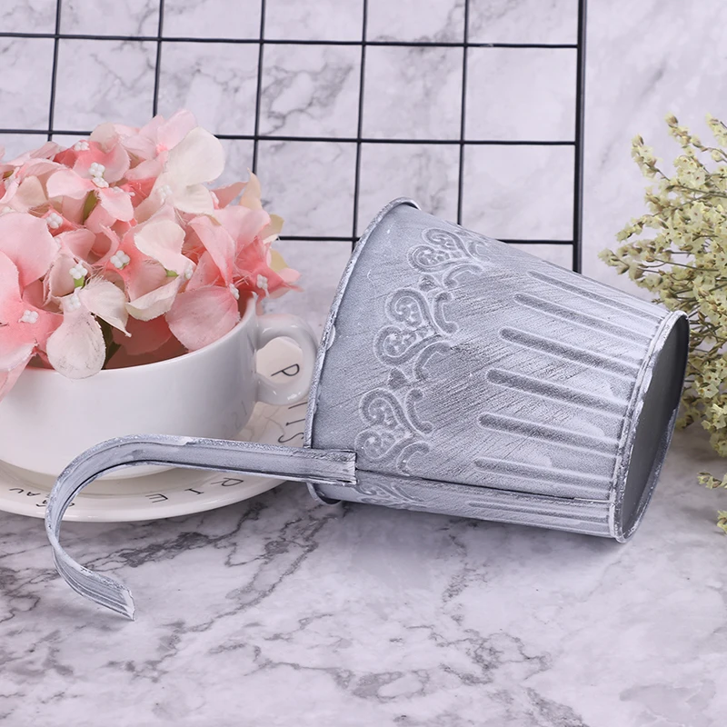 Винтажное Оловянное цветочное ведро для балкона подвесной цветок с крючком