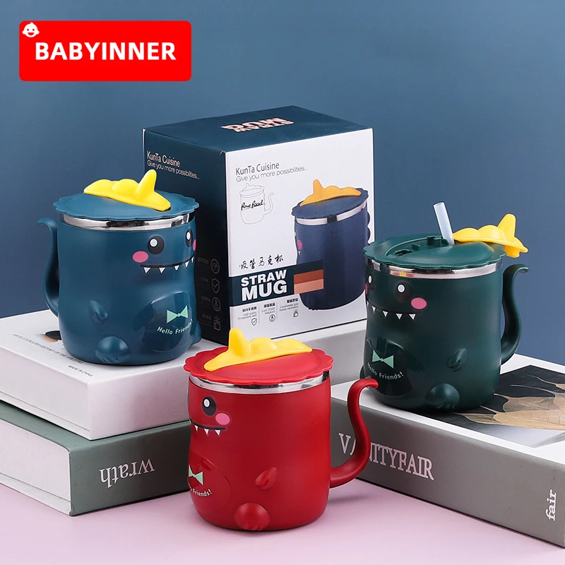

BABYINNER детская соломенная чашка, изоляционная, для малышей, для кормления, посуда для напитков, 304 нержавеющая сталь, для младенцев, учится пит...