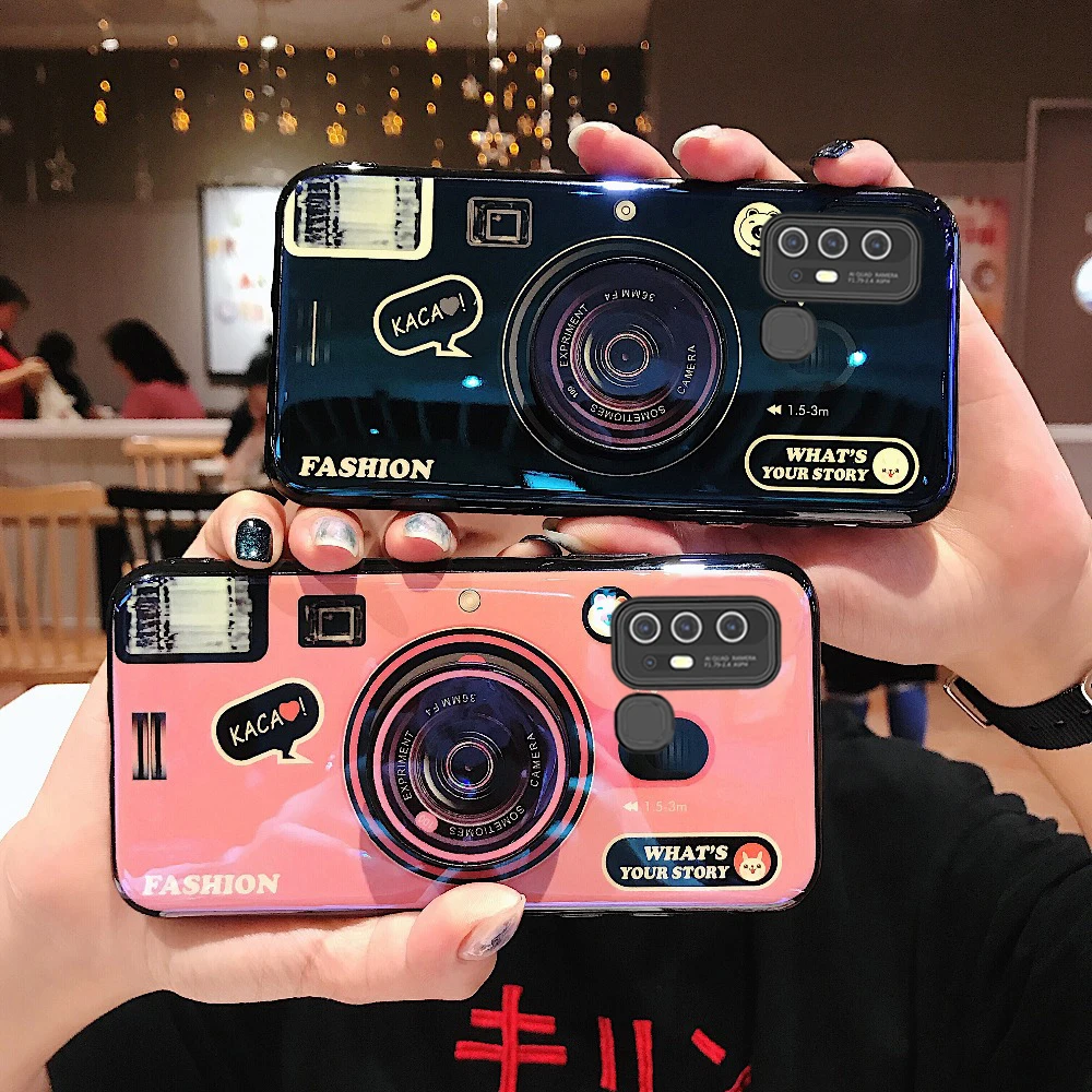 For VIVO X50 X30 Pro Retro Blue Light Case 3D Camera Phone Z6 S6 S5 Silicone Soft TPU Stand Holder Back Cover |
