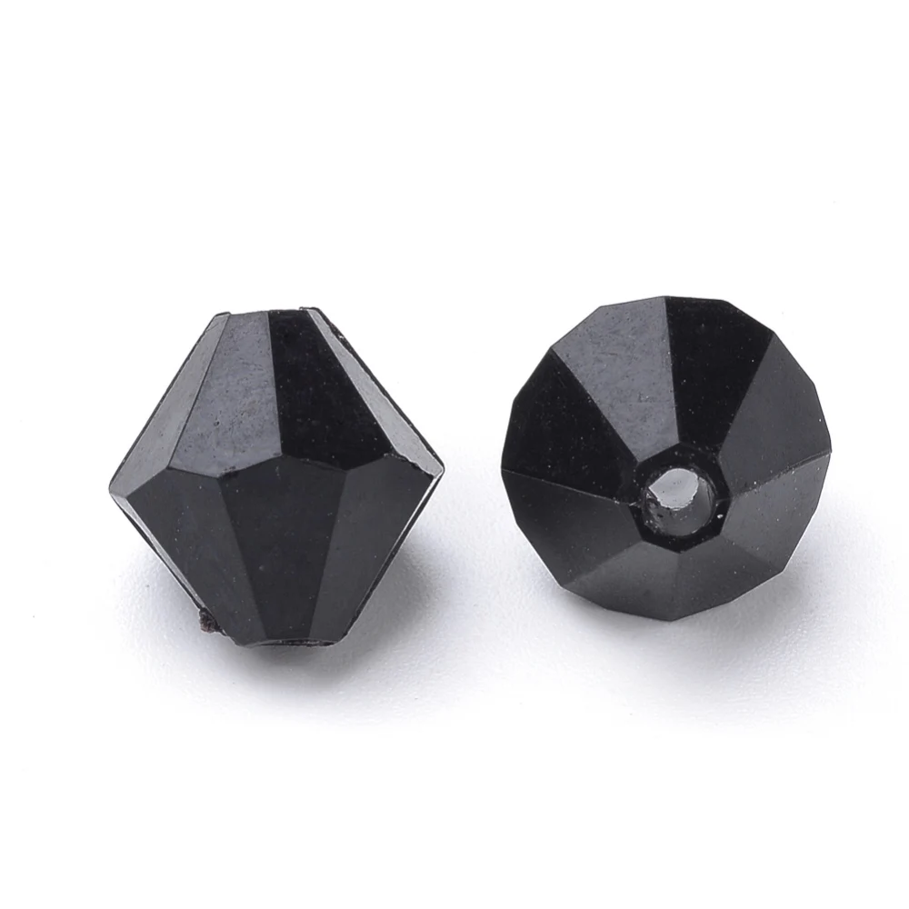 

500 pc Transparent Acrylic Beads Bicone Black 6x5.5mm Hole: 2mm