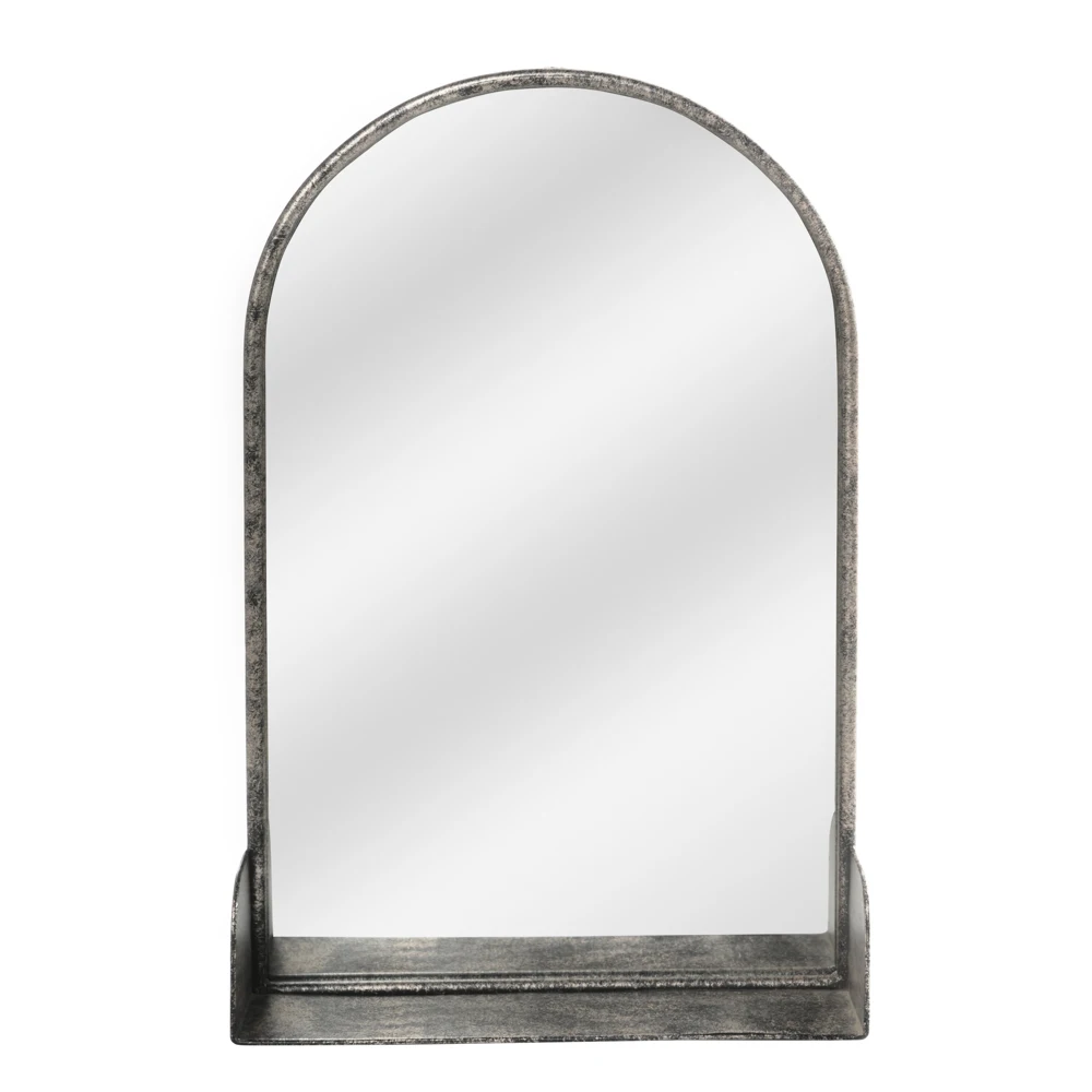 

Artisasset 24 Inch High Decorative Mirror Bronze Silver Oval Indoor Wrought Iron Wall Flat Mirror With Storage Layer[US-Stock]