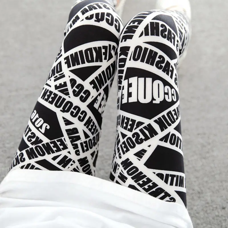 

NDUCJSI Fashion Elastic High Waist Leggings Sexy Women Leggins Letter Printing Casual Streetwear Pants Fitness