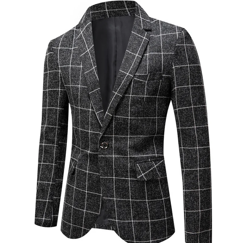 Осень 2021 модный клетчатый Блейзер мужской повседневный костюм пальто костюмы на