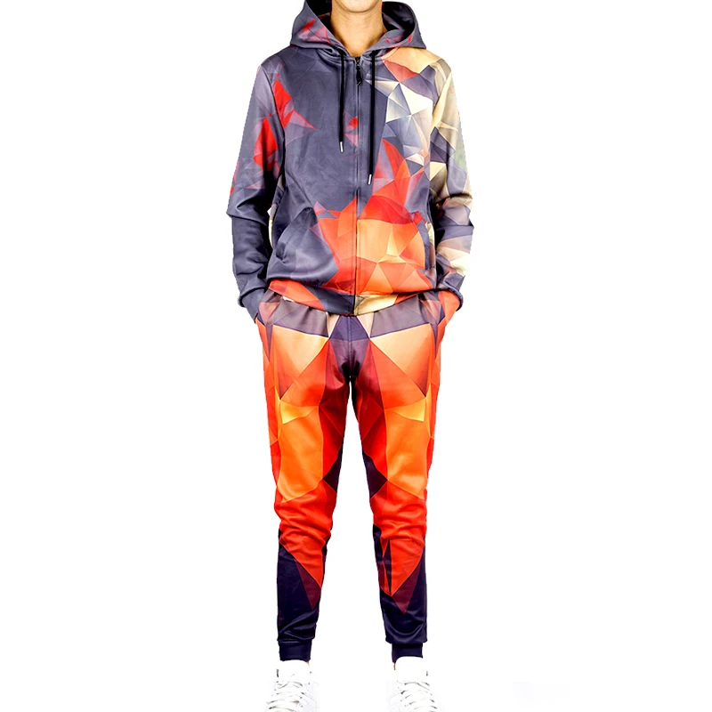 Толстовка UJWI Мужская с 3D принтом оранжевая алмазная квадратная капюшоном|sleeveless