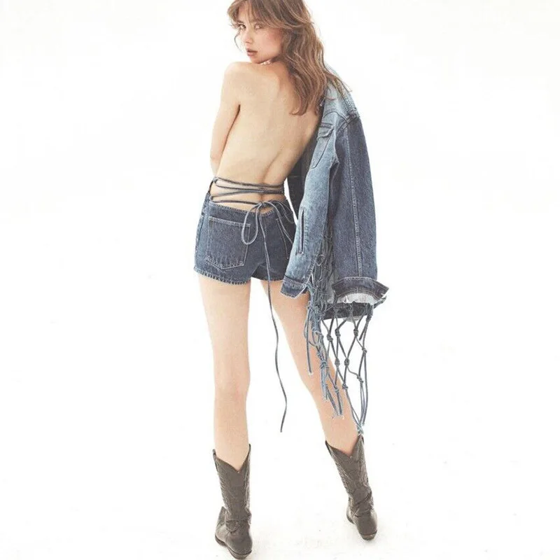 

Женские джинсовые шорты с завышенной талией, модные облегающие джинсовые шорты в стиле high-street с дырками, брендовая одежда для осени, 2021