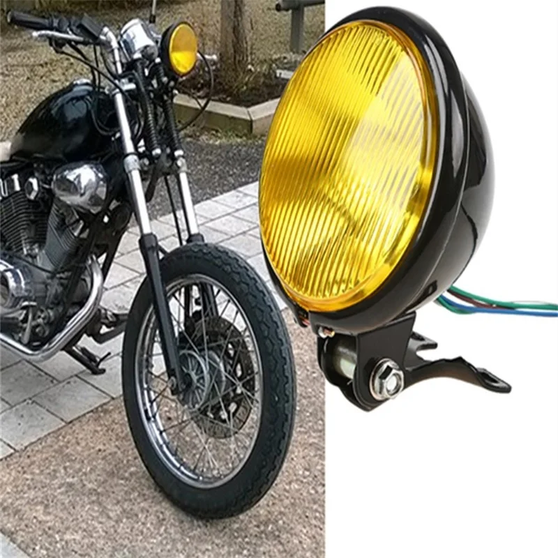 

Ретро металлическая мотоциклетная фара круглая с держателем Гальваническая Серебряная винтажная мотоциклетная фара J60F аксессуары для мотоциклов круглая фара