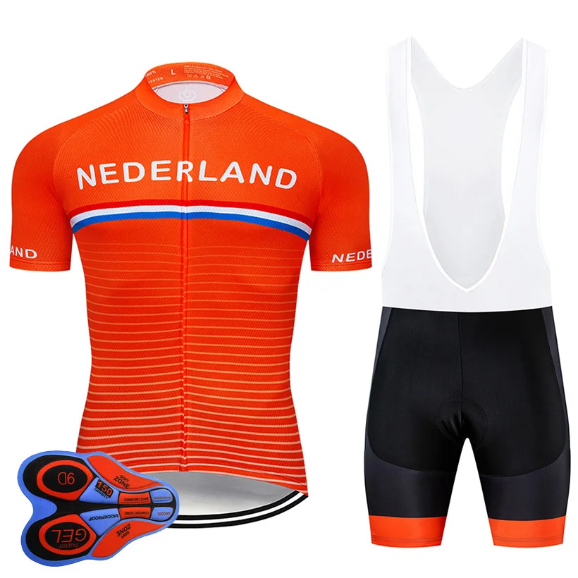 

2021 Team NEDERLAND Cycling Clothing Set MTB Uniform Bicycle Clothes Summer Quick Dry Bike Jersey Mens Short Maillot Culotte