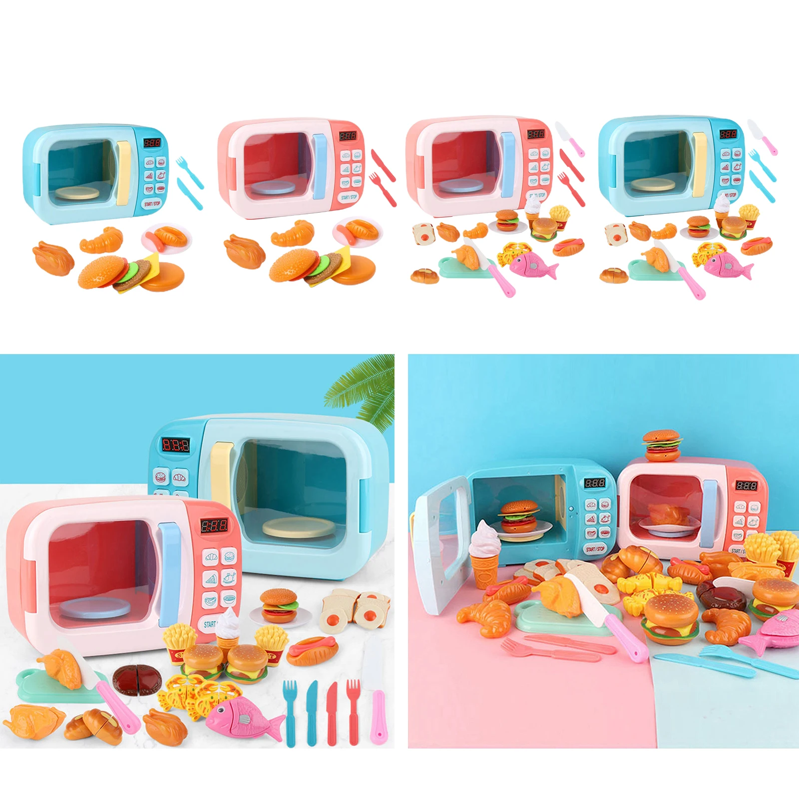 

Kids Microwave Oven Toy Electronic with Light Children Pretend Play Educational