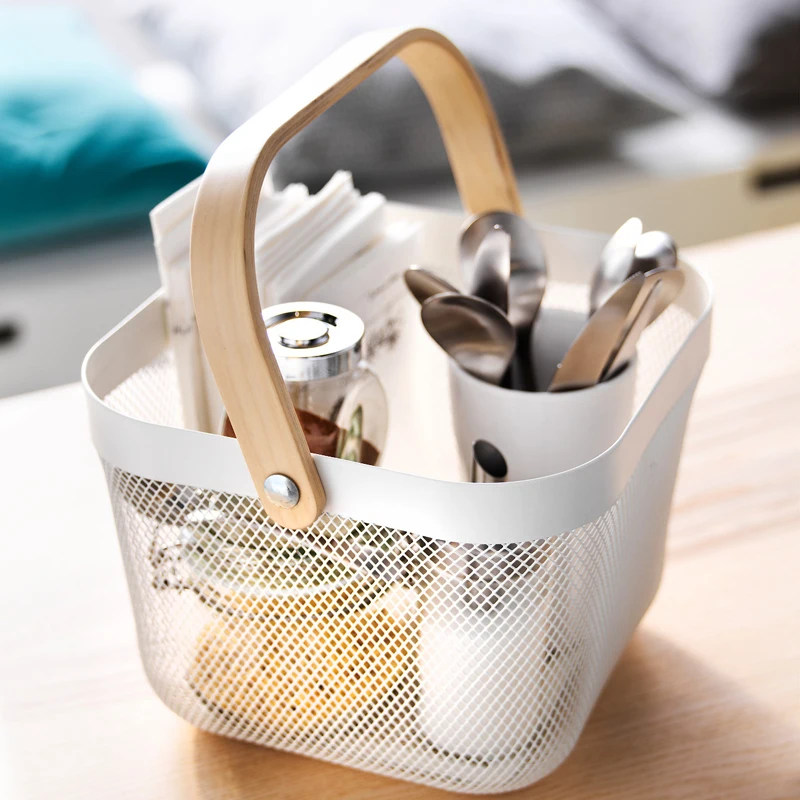 

Wrought Iron Wall Shelf Holder Wall Metal Mount Fruit Cosmetics Succinct Box Kitchen Bathroom Basket Organizer Home Decoration