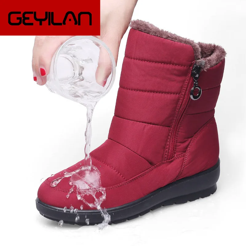 2019 женские зимние ботинки теплые меховые на платформе с хлопковой подкладкой