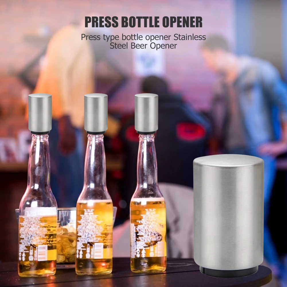 

Automatic Stainless Steel Beer Bottle Opener Magnet Juice Drink Cap Opener Kitchen Bar Accessories Cooking Tools