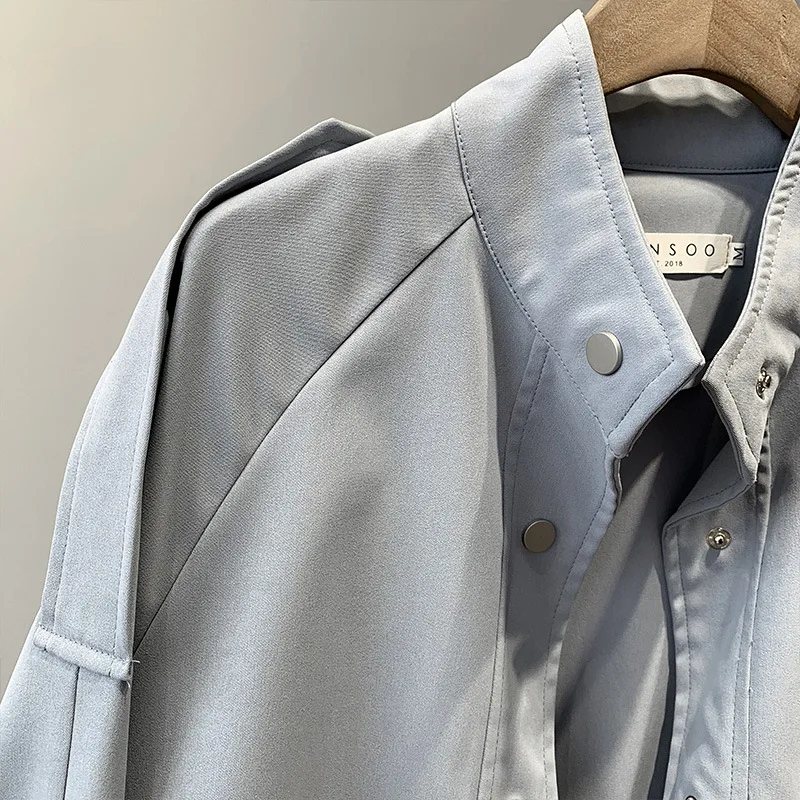 

2020 Autumn Short Trench Coat Women's Loose Strap Waist Hugging Turn-down Collar Trench Female Sobretudo Feminino