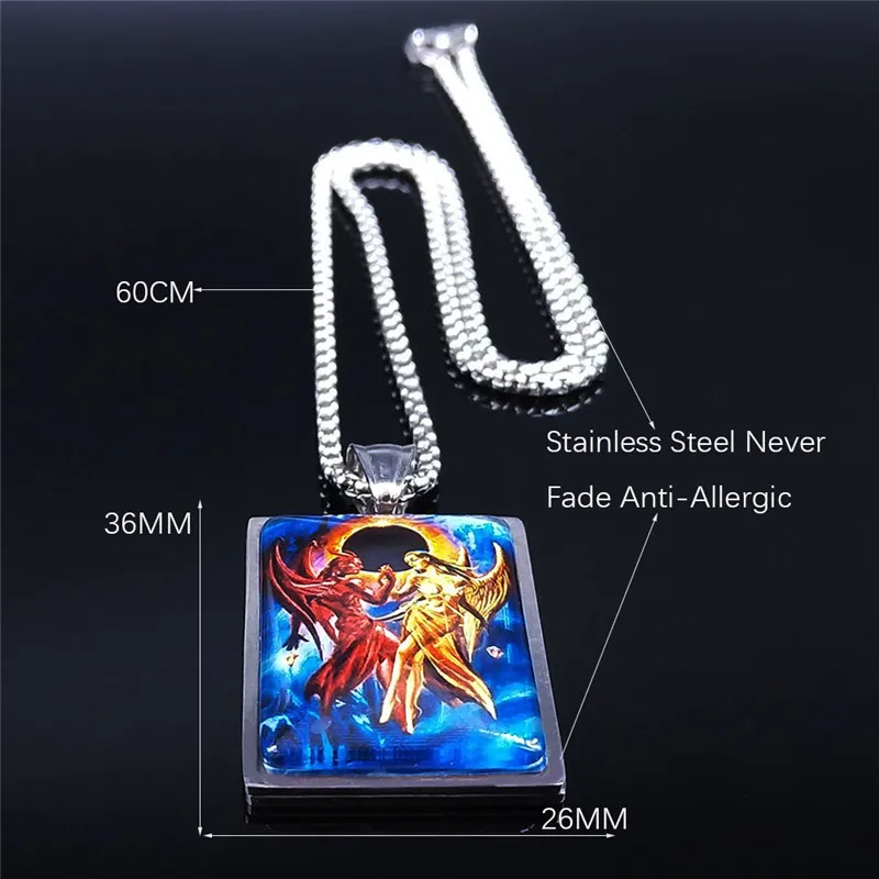 

2021 Devil Angel Stainless Steel Class Chain Necklaces Women/Men Silver Color Geometry Necklaces Jewelry collier homme N5187S03