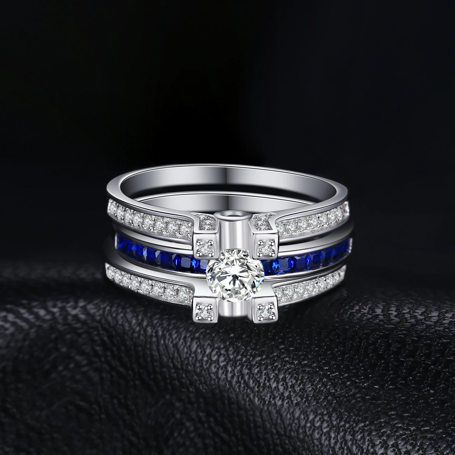 JewelryPalace ар-деко 1.5ct квадратный Форма создан сапфировый кубический цирконий Halo Обручение кольцо устанавливает 925 пробы Silver Hot подарок