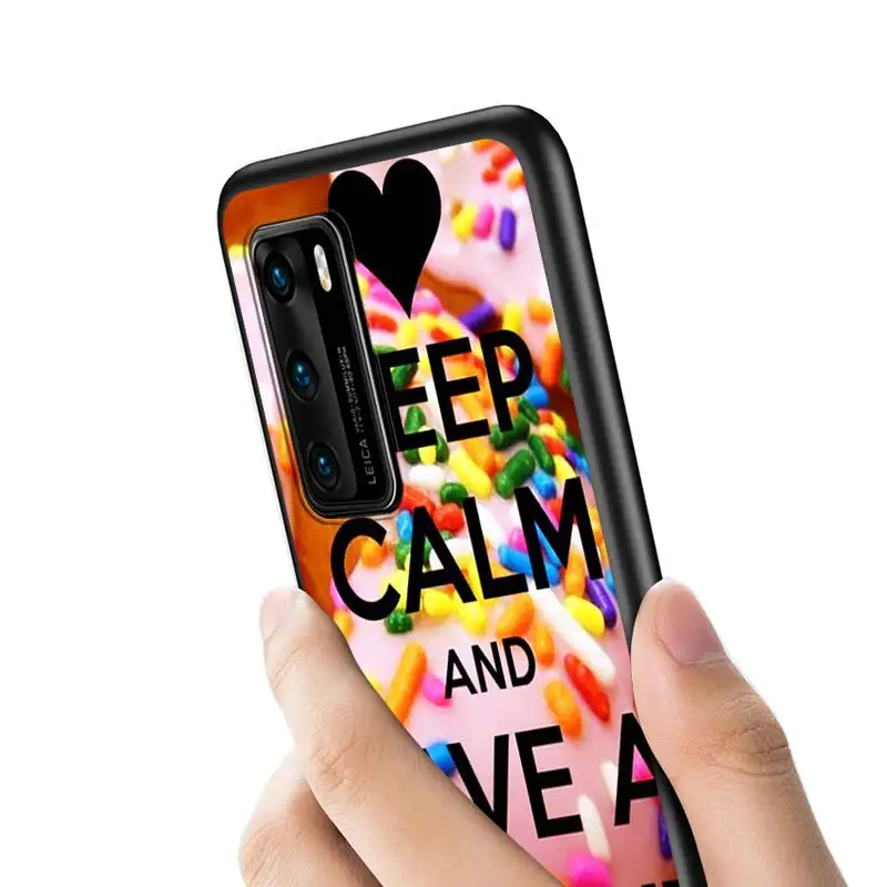 

Cake Donut Sweet For Huawei P Smart Z S Plus 2020 2019 P40 P30 P20 Pro Lite E Plus 5G Lite Bright Black Phone Case