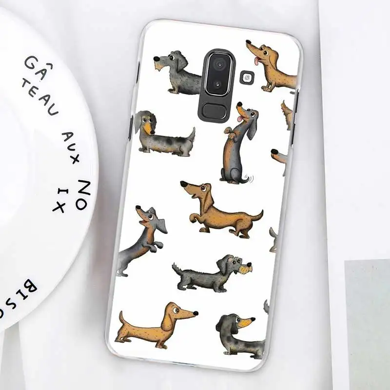 Dachshund Doxie Цветок Собака Щенок Чехлы для samsung Galaxy J4 Plus J6 Plus J8 J3 J5 J7 J5 Prime жесткий чехол