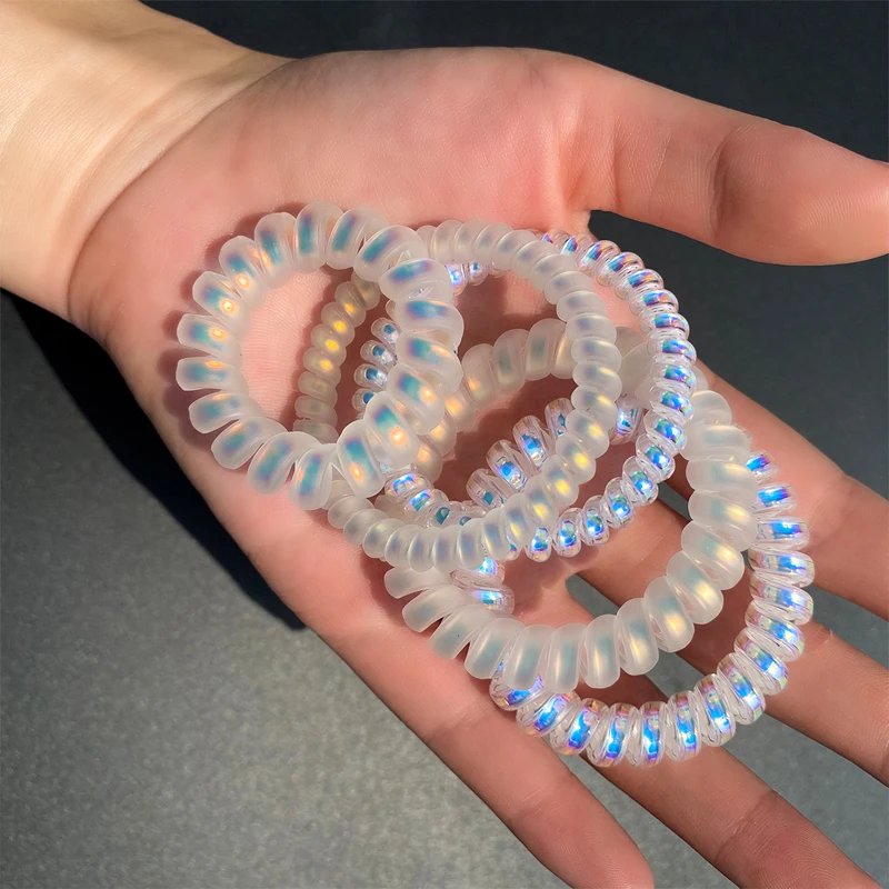 3 шт. блестящие красочные резинки для волос с телефонной проволокой девочек