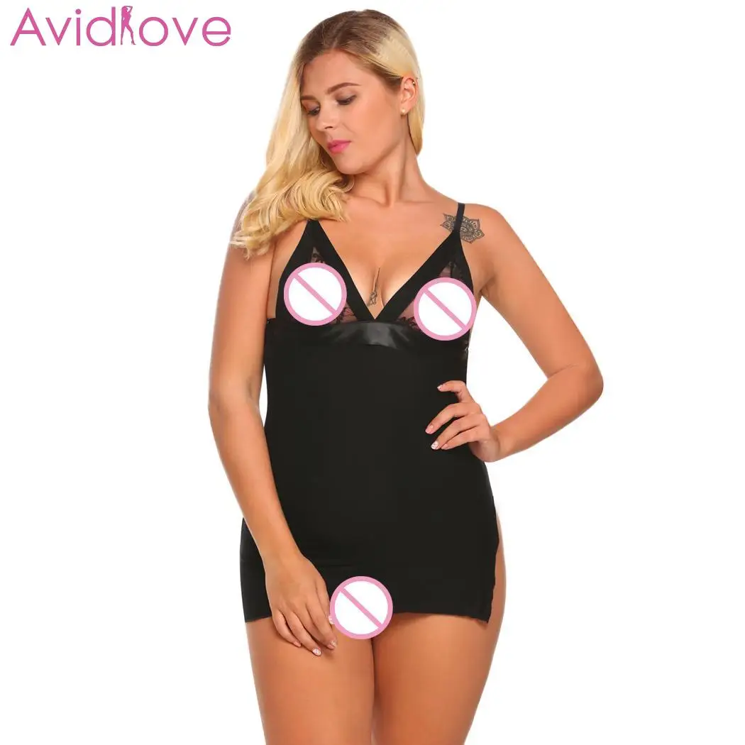 Женское сексуальное платье с бретельками и v образным вырезом кружевное нижнее