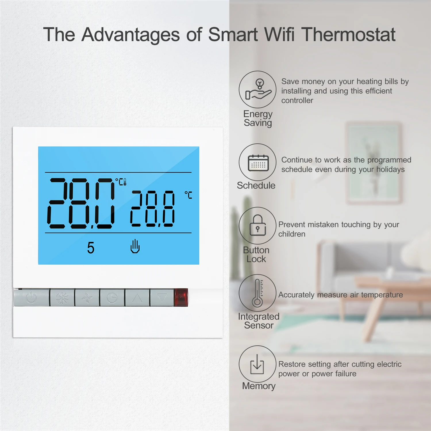 Programmable Smart Thermostat for Water Heating Large LCD Screen with Backlight Foor Temprature Controller | Обустройство дома
