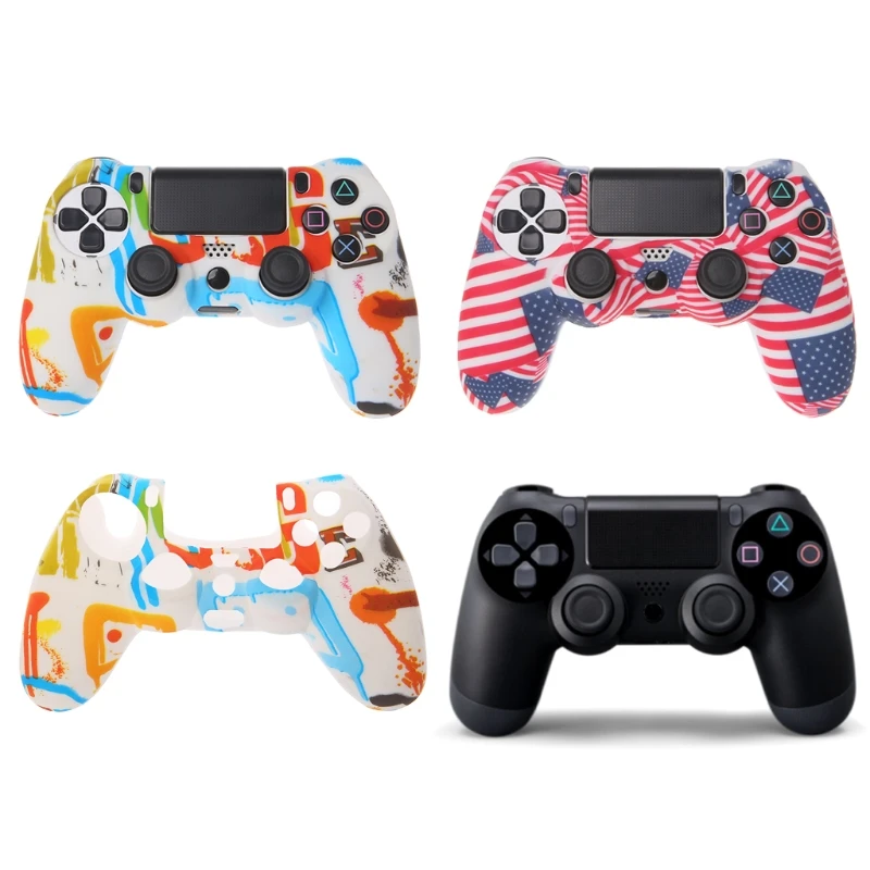Силиконовый чехол для геймпада PS4 с красочными граффити нескользящий