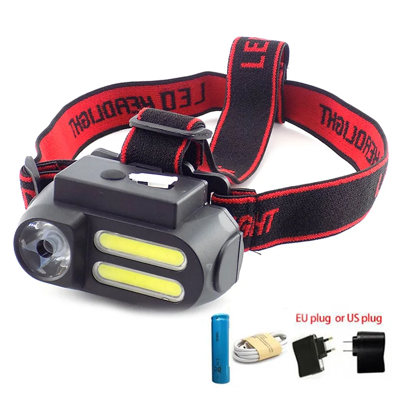 

Powerful Rechargeable Headlamp 3 Led XPE COB USB Headlight 18650 Frontal Head Lamp Torch Light Flashlight For Fishing Camping