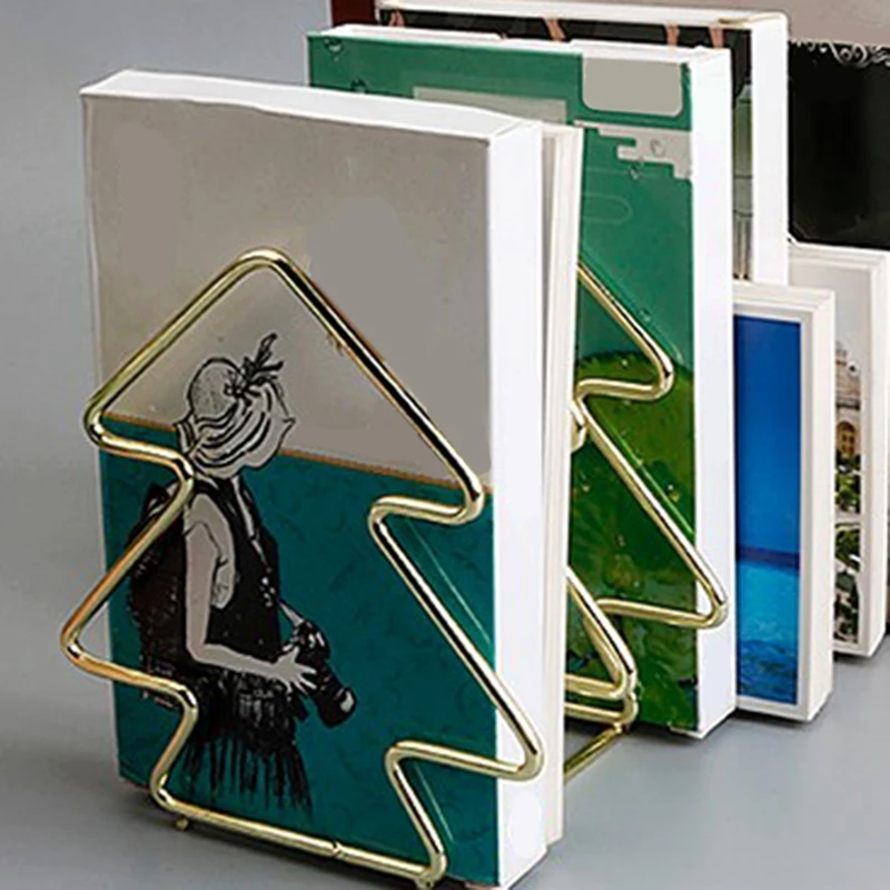 

File Sorter Organizer 5 Section Iron Wire Book Ends Magazine Stand to Storage Mail,Paper,Document,Folder,Office(Gold)