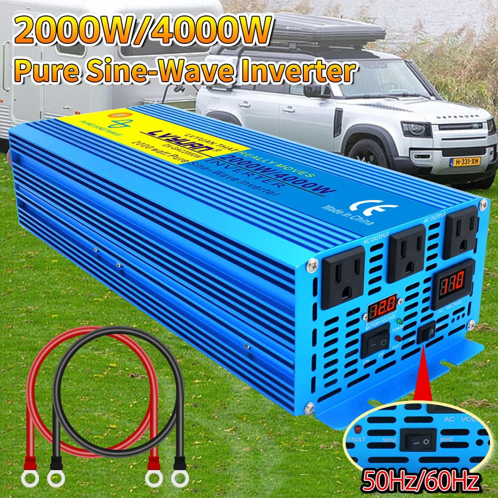 

Преобразователь напряжения постоянного тока 12 В/24 В в переменный ток 100 в 110 В немодулированный синусоидальный сигнал 2000 Вт/4000 Вт Цифровой ди...