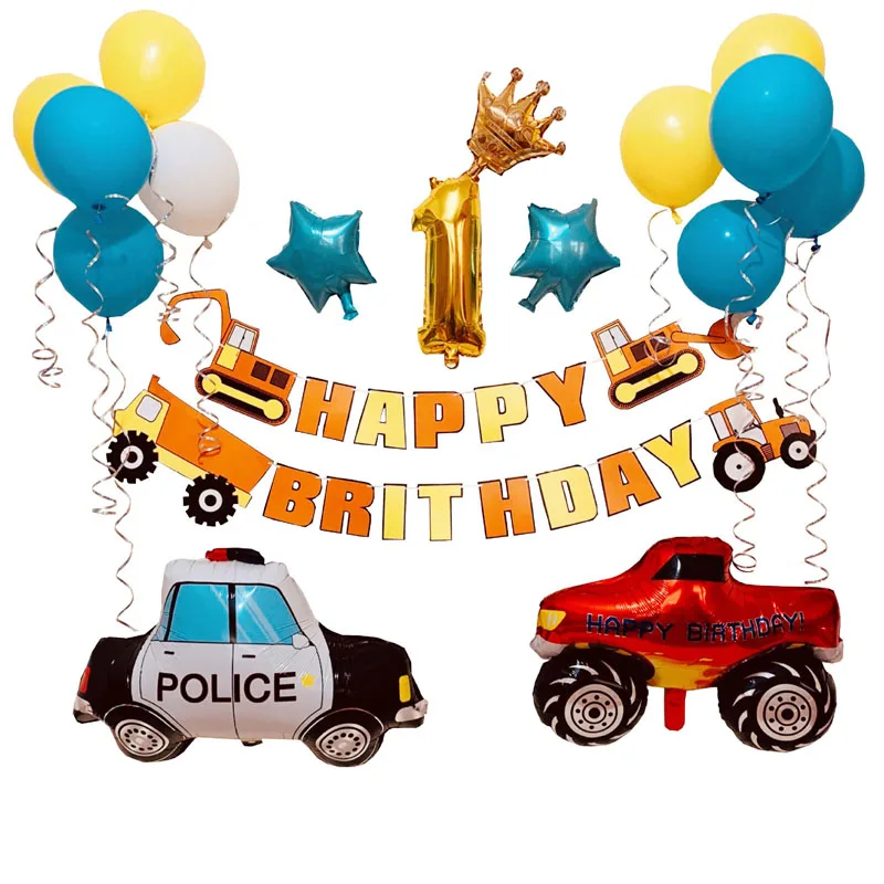 Мультфильм автомобиль Пожарная машина Танк самолет фольги шар Мальчик День
