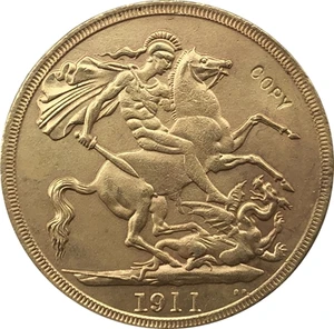 Копия 24-каратного золотого покрытия 1911, Великобритания, 2 фунта, Джордж В, монеты