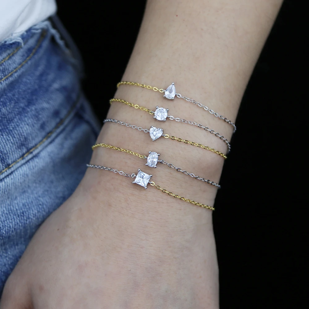 Простое двухцветное ожерелье из серебра 925 пробы с подвеской в виде капли 5 А