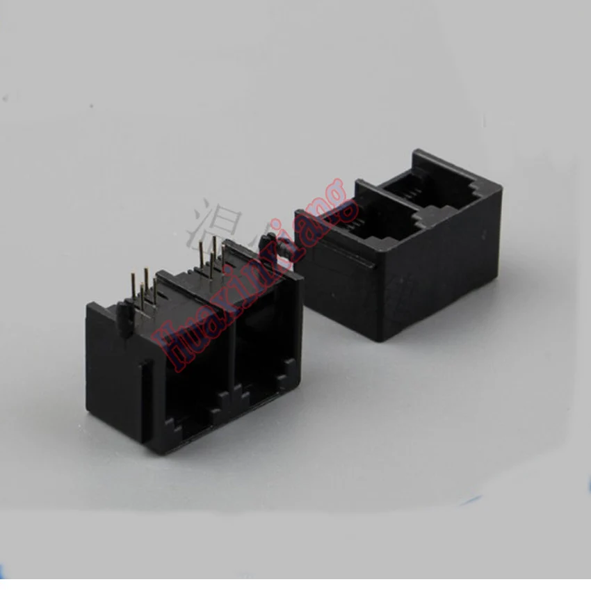 50PCS/Lot 5521 PCB 2 Two Port RJ11 6P4C Female Jack/Socket Connector For phone 90 degree Grey/Black Color | Обустройство дома