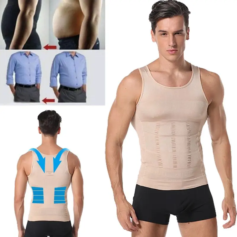 

2021 Be-In-Shape Men's Slimming Vest Body Shaper Belly Control Posture Gynecomastia Compression Underwear Waist Trainer Corset