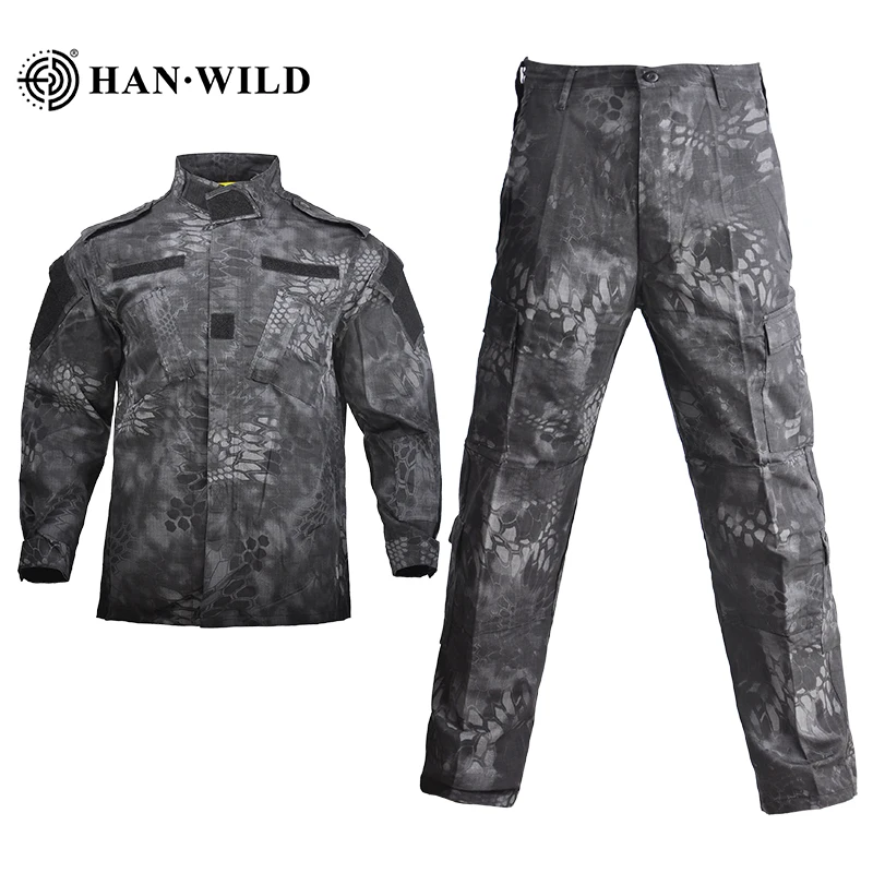 

Армейская Военная Униформа HAN WILD, Тактический Костюм, боевая рубашка, пальто и брюки тренировочные комплекты, камуфляжная Военная униформа ...