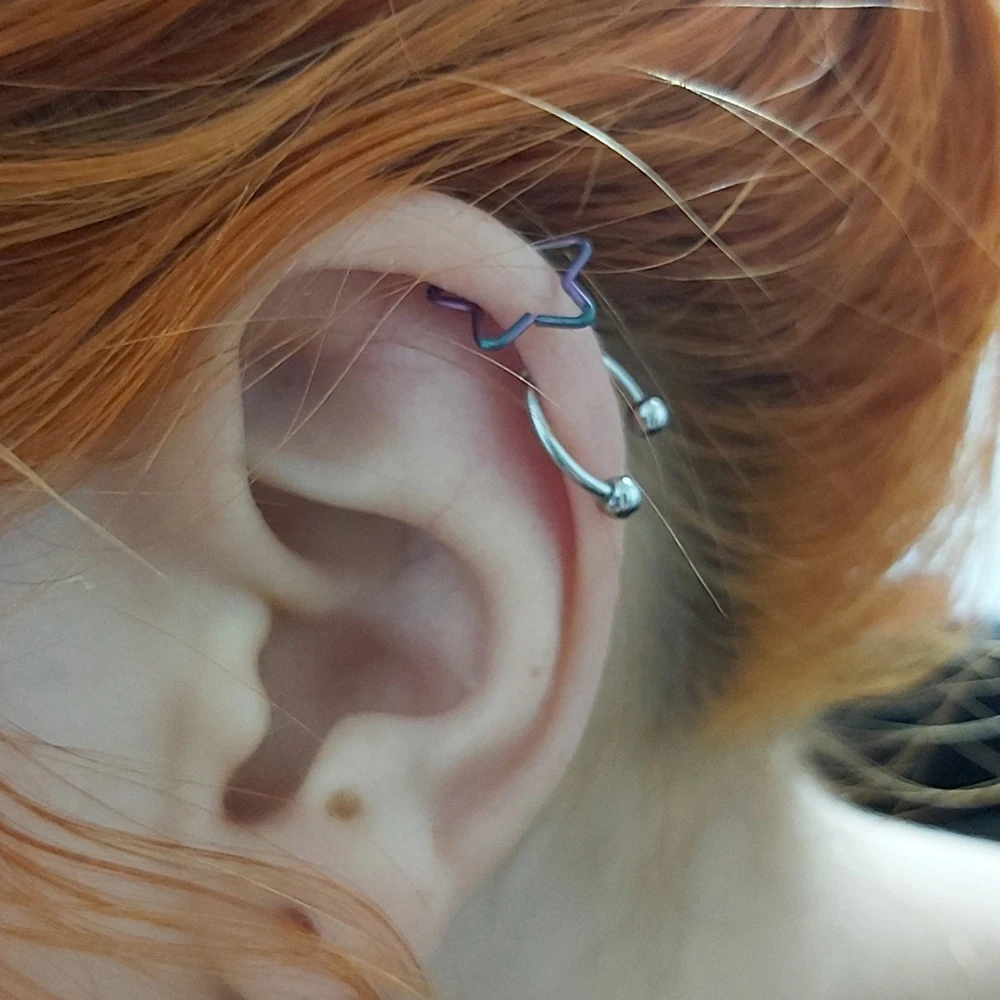 Комплект из 2 предметов Daith кольцо в форме сердца звезда Форма ушной хрящ